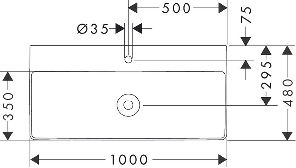 Hansgrohe Xelu Q umyvadlo 1000/480 s otvorem pro baterii bez přepadu, SmartClean, bílá 61036450