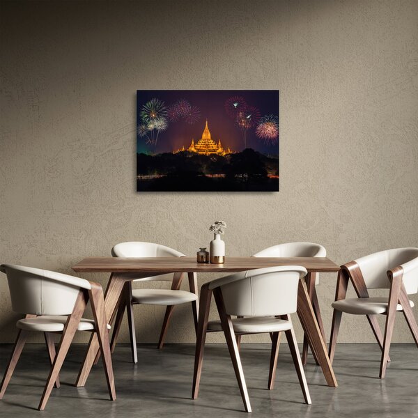 Skleněný obraz ohňostroje v Asii (70x50 cm)