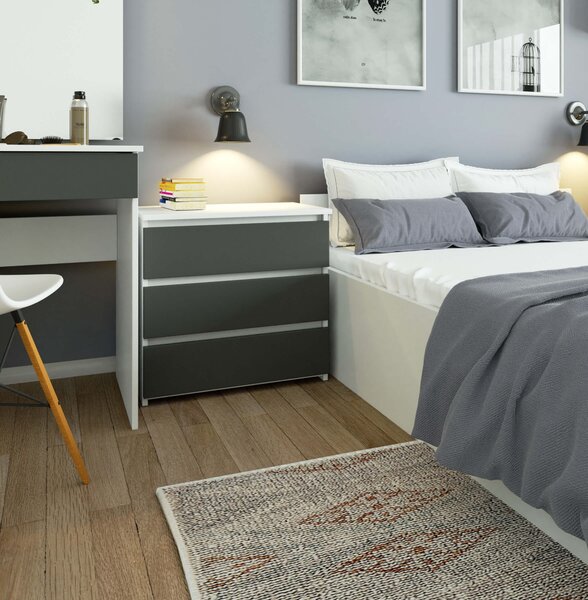 Ak furniture Komoda CL3 60 cm bílá/grafitově šedá