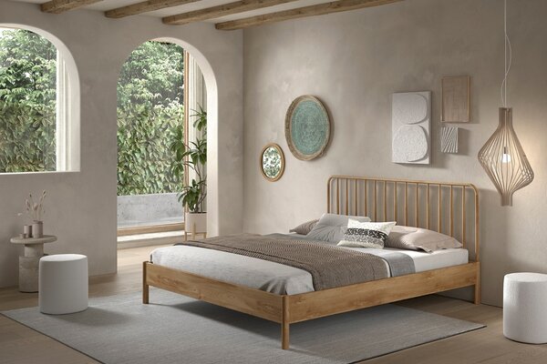 Vipack Dubová postel Olive 160 x 200 cm s čelem