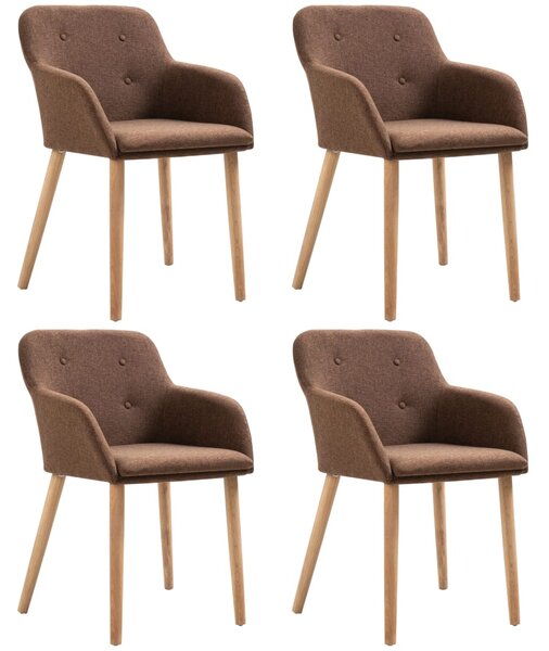 Jídelní židle 4 ks hnědé textil a masivní dubové dřevo