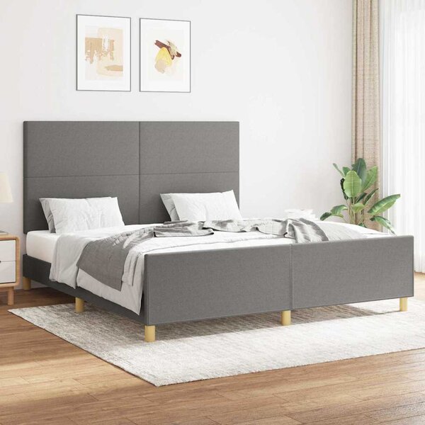 Rám postele bez matrace tmavě šedý 160 x 200 cm textil 3124904