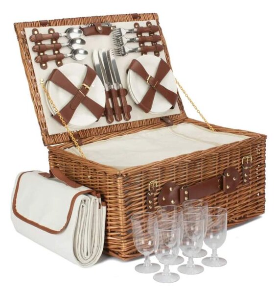 Willow Direct Piknikový koš CLASSIC proutěný pro 6 osob s dekou