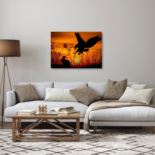 Skleněný obraz siluety dravce (70x50 cm)