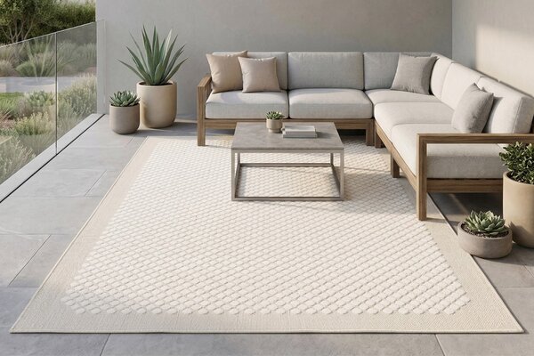 Fargotex Krémově bílý zahradní koberec Hexa 160 x 230 cm