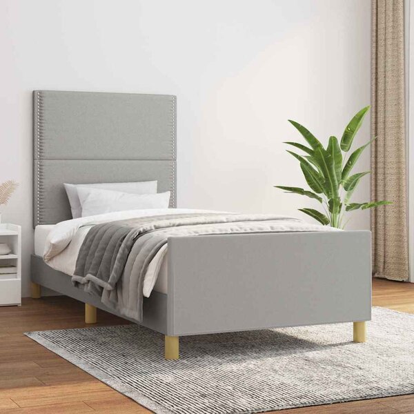 Rám postele bez matrace světle šedá 100 x 200 cm textil 3124952