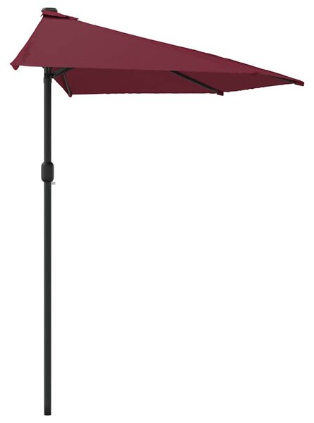 Slunečník na balkon hliníková tyč vínový 270x144x222 cm půlkruh 312498
