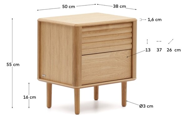 Dubový noční stolek Kave Home Lenon 50 x 38 cm