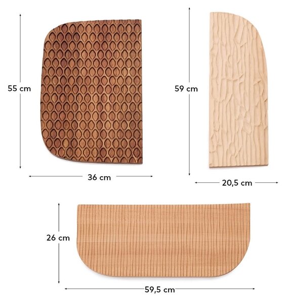 Set tří dřevěných nástěnných dekorací Kave Home Trivax