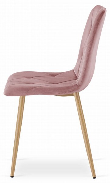 Set tří jídelních židlí LIBRA sametové růžové / dřevěné nohy (3 ks)