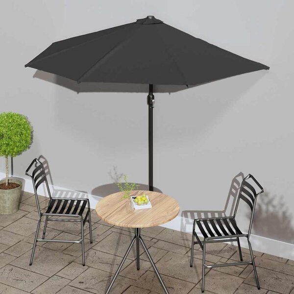 Slunečník na balkon hliníková tyč černý 270x144x222 cm půlkruh 312500