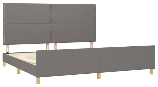 Rám postele bez matrace tmavě šedý 200 x 200 cm textil 3125001