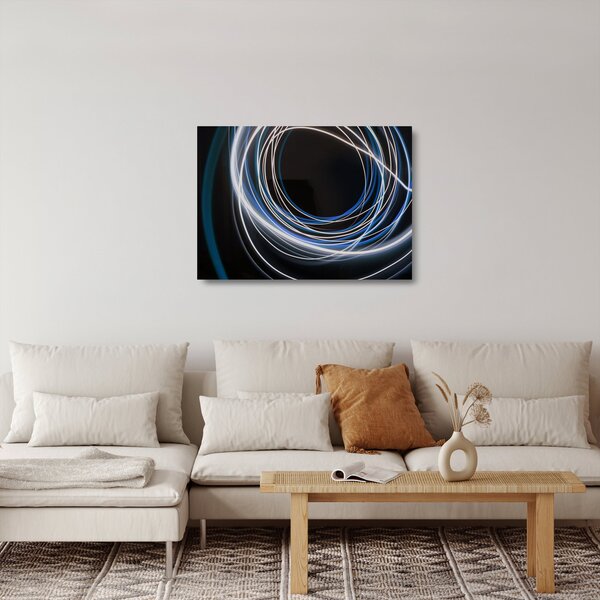 Skleněný obraz modrých linek (70x50 cm)