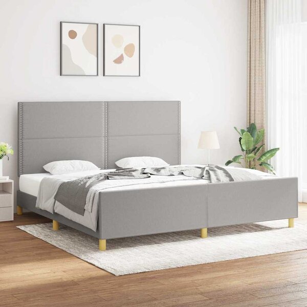 Rám postele bez matrace světle šedý 200 x 200 cm textil 3125000