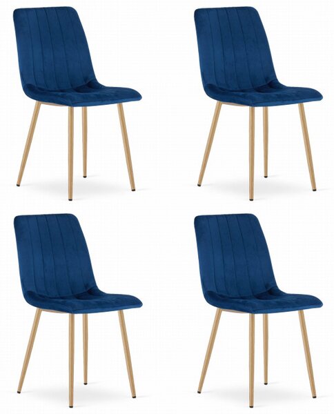 Set čtyř jídelních židlí LAVA sametové granátové / dřevěné nohy (4 ks)