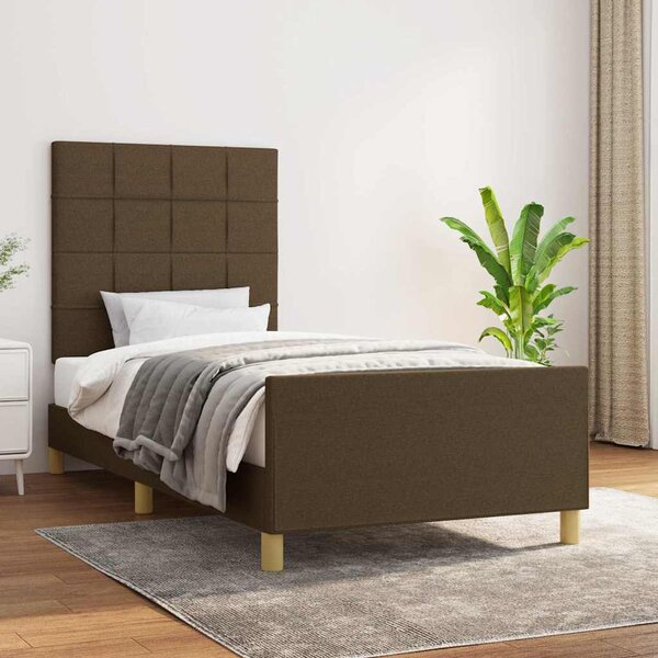 Rám postele bez matrace tmavě hnědá 90 x 190 cm textil 3125020