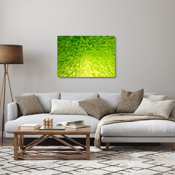 Skleněný obraz žlutozelených kostiček (70x50 cm)