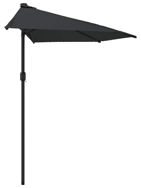 Slunečník na balkon hliníková tyč černý 300x155x223 cm půlkruh 312504