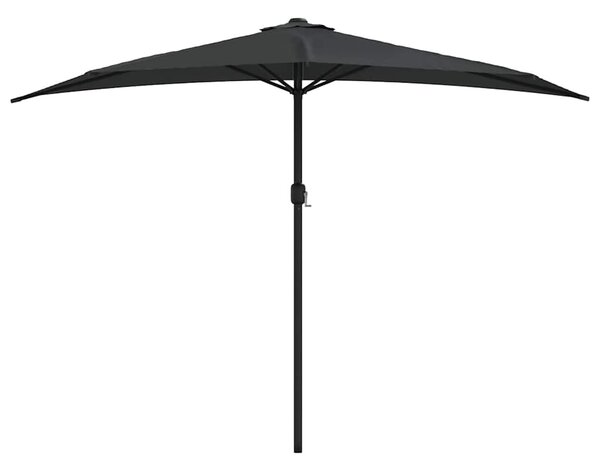 Slunečník na balkon hliníková tyč černý 300x155x223 cm půlkruh 312504