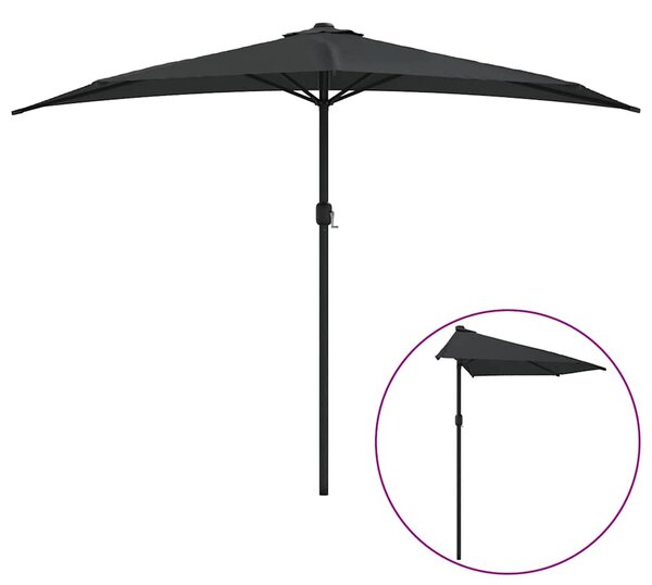 Slunečník na balkon hliníková tyč černý 300x155x223 cm půlkruh 312504