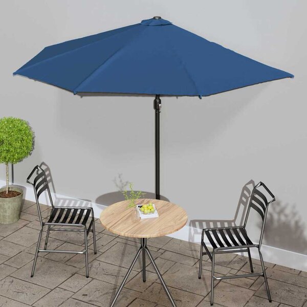 Slunečník na balkon hliníková tyč modrý 300x155x223 cm půlkruh 312505