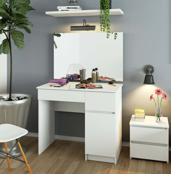 Toaletní stolek se zrcadlem CLP P-2/SL 900x600 pravý, bílý