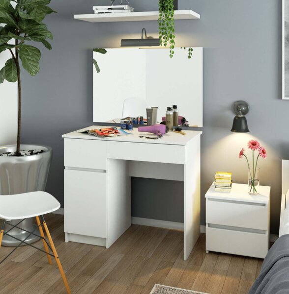 Toaletní stolek se zrcadlem CLP P-2/SL 900x600 levý, bílý