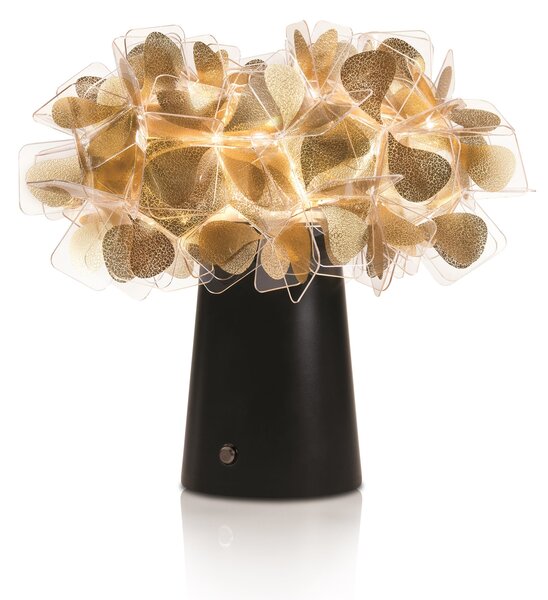 SLAMP CLIT000GNM000BDBLBEU Clizia Mama non Mama Gold Table, stolní lampička s černým podstavcem na baterii, 1,3W LED 2700K, výška 25cm
