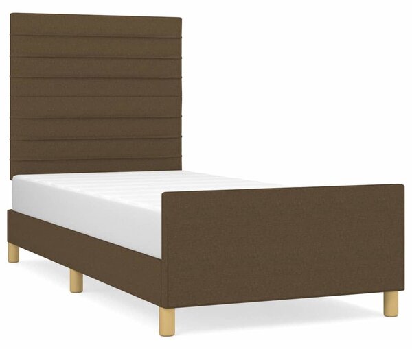 Rám postele bez matrace tmavě hnědá 90 x 190 cm textil 3125101
