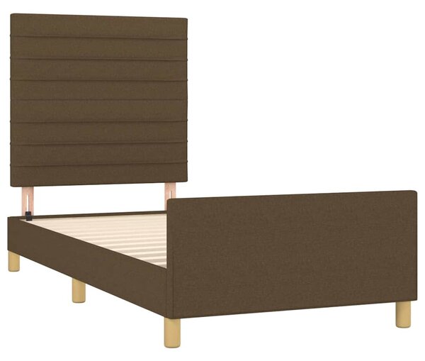 Rám postele bez matrace tmavě hnědá 90 x 190 cm textil 3125101