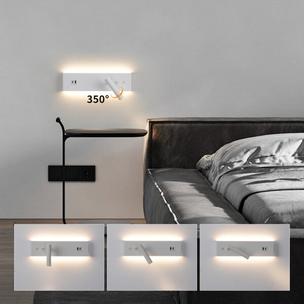 Brilagi-LED Nástěnné bodové svítidlo s USB portem NOCTIS LED/3W/230V+LED/9W bílá