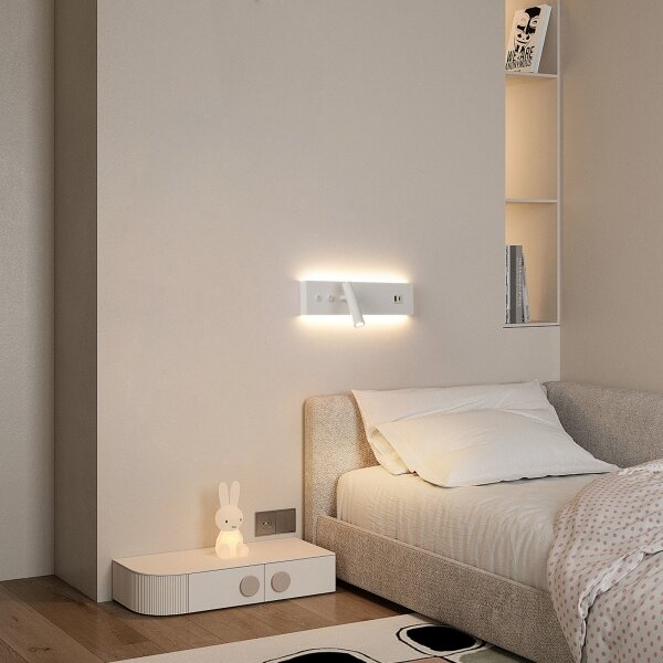 Brilagi-LED Nástěnné bodové svítidlo s USB portem NOCTIS LED/3W/230V+LED/9W bílá