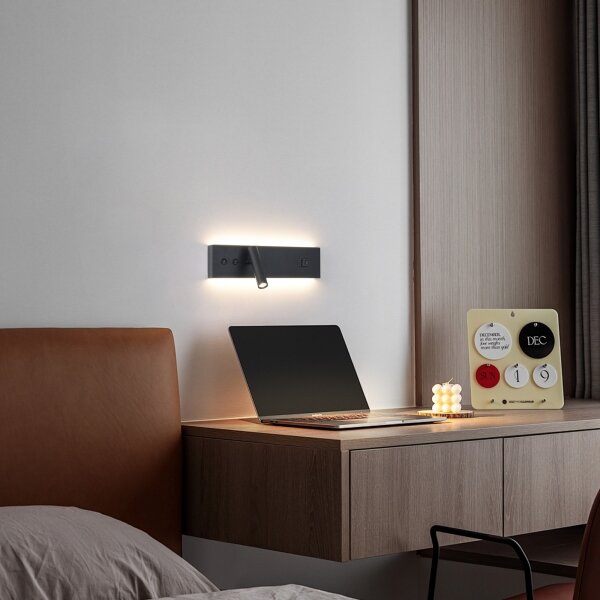 Brilagi-LED Nástěnné bodové svítidlo s USB portem NOCTIS LED/3W/230V+LED/9W čer