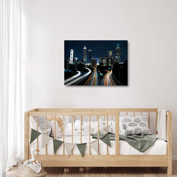 Skleněný obraz noční metropole (70x50 cm)