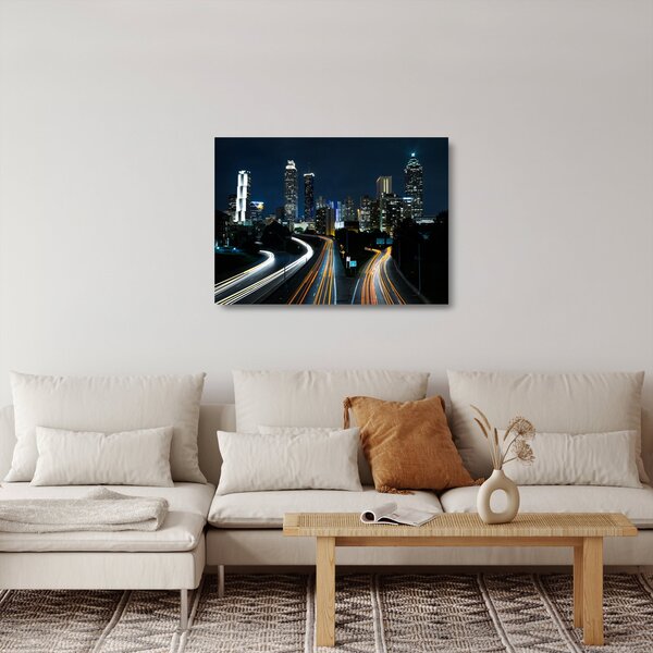 Skleněný obraz noční metropole (70x50 cm)