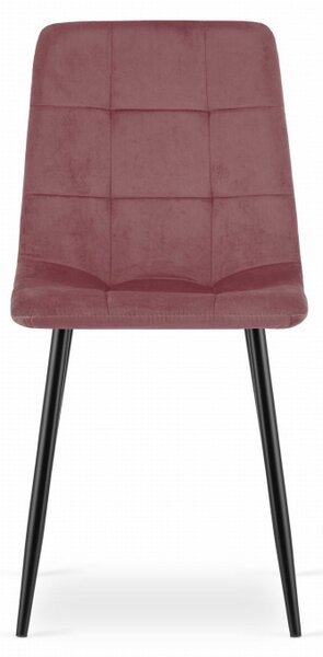 Set čtyř jídelních židlí KARA sametové růžové / černé nohy (4ks)