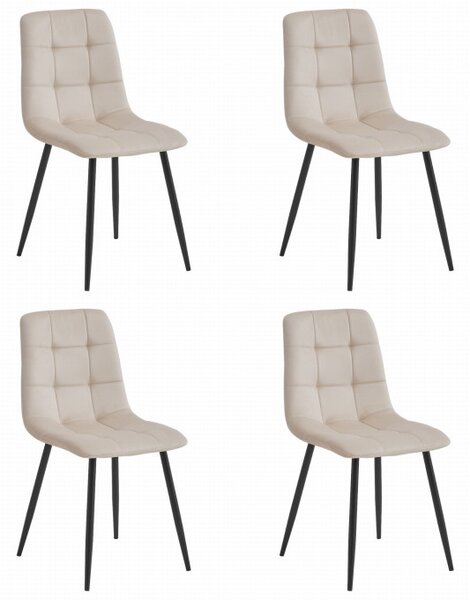 Set čtyř jídelních židlí KARA béžové / černé nohy (4ks)