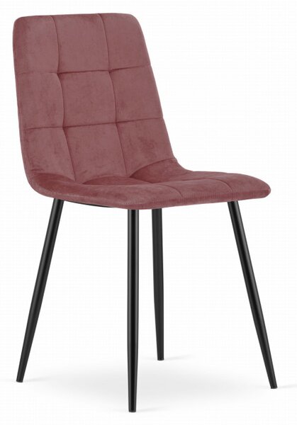 Set čtyř jídelních židlí KARA sametové růžové / černé nohy (4ks)