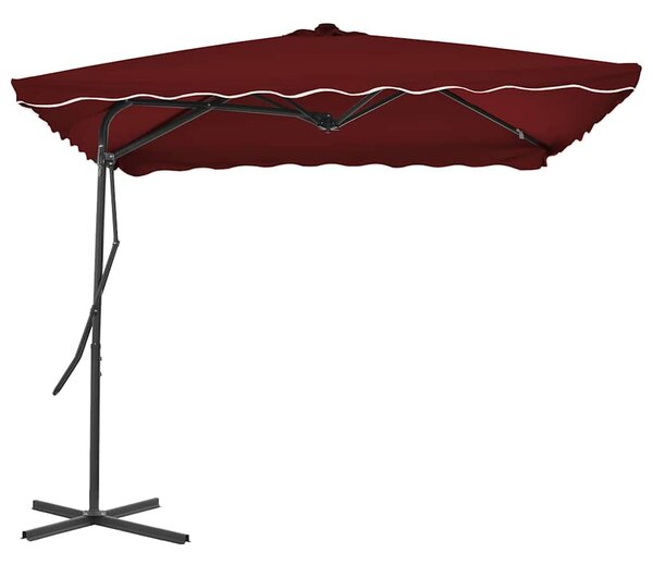 Zahradní slunečník s ocelovou tyčí bordó 250 x 250 x 230 cm 312514