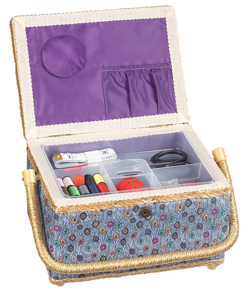 Bellatex BOX na šití 24x17,5x13 cm šedá, tyrkysová, oranžová