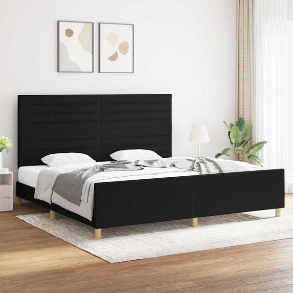 Rám postele bez matrace černý 200 x 200 cm textil 3125164