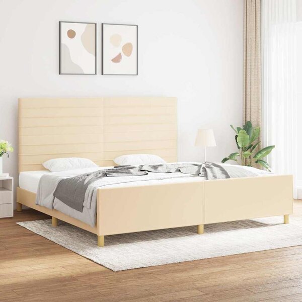 Rám postele bez matrace krémový 200 x 200 cm textil 3125167