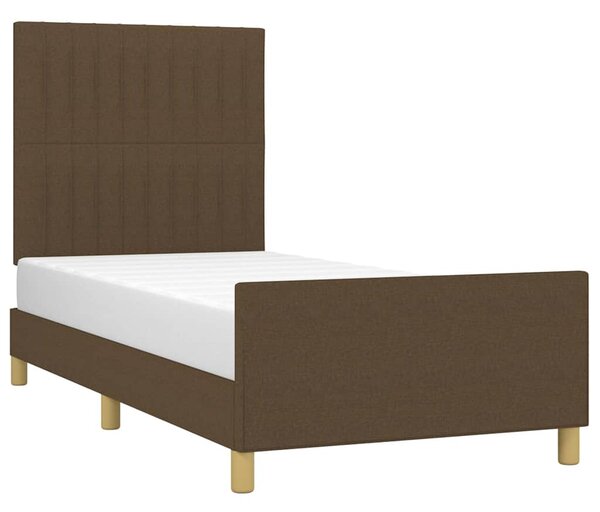 Rám postele bez matrace tmavě hnědá 90 x 190 cm textil 3125182