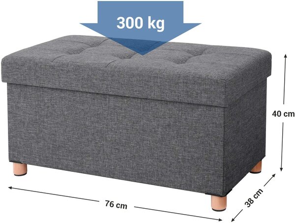 SONGMICS Taburet JARLE s úložným prostorem šedý