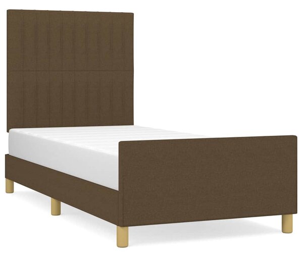 Rám postele bez matrace tmavě hnědá 90 x 190 cm textil 3125182