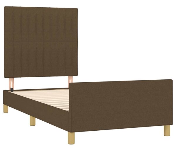 Rám postele bez matrace tmavě hnědá 90 x 190 cm textil 3125182