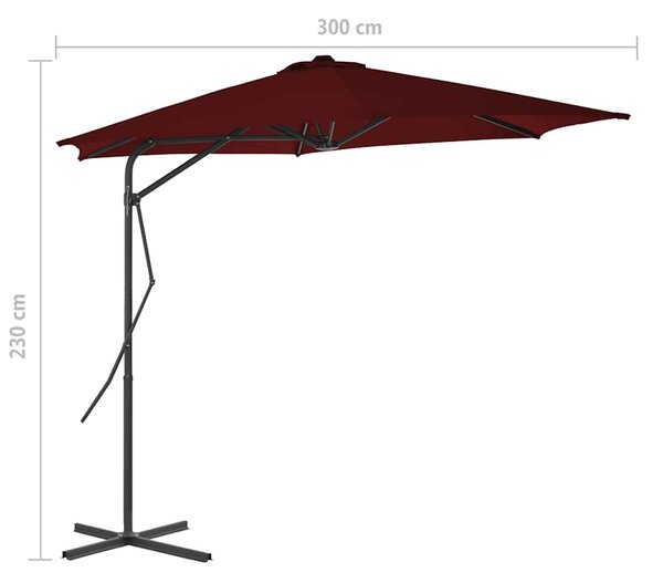 Zahradní slunečník s ocelovou tyčí bordó 300 x 230 cm 312518