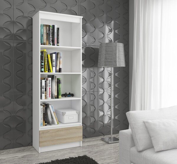 Regál R60 1SZ 4P CLP bílý / sonoma