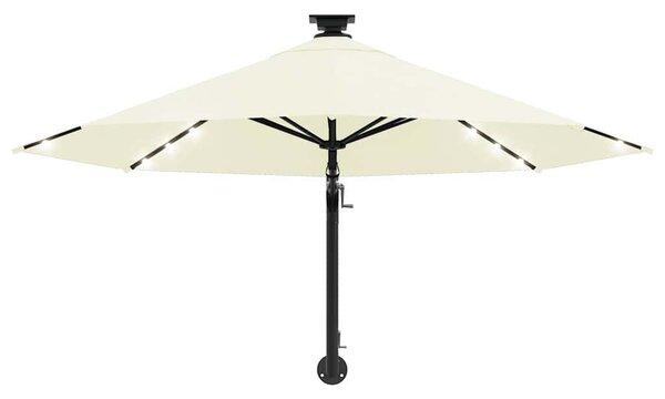 Nástěnný zahradní slunečník s LED 300 cm pískový 312522