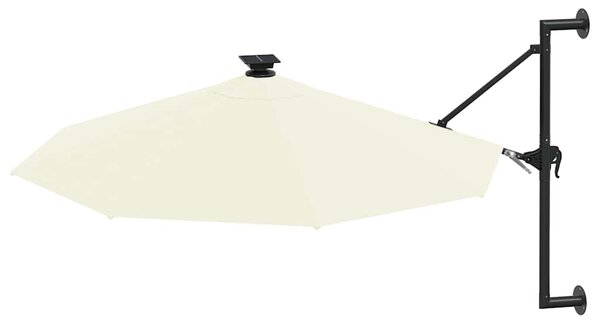 Nástěnný zahradní slunečník s LED 300 cm pískový 312522